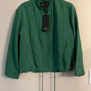 Massimo Dutti Forest Green Bomber Jacket